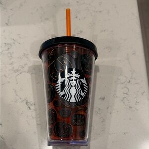 Starbucks Black and Orange Pumpkin Halloween Tumbler